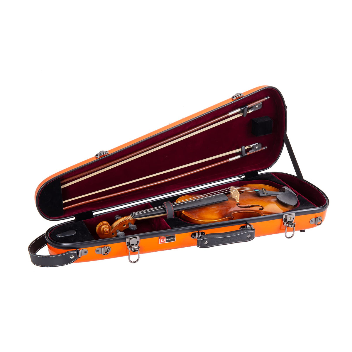 Fiberglass Violin Case for 4/4 Full Size Glossy Orange Velvet Interior M71881