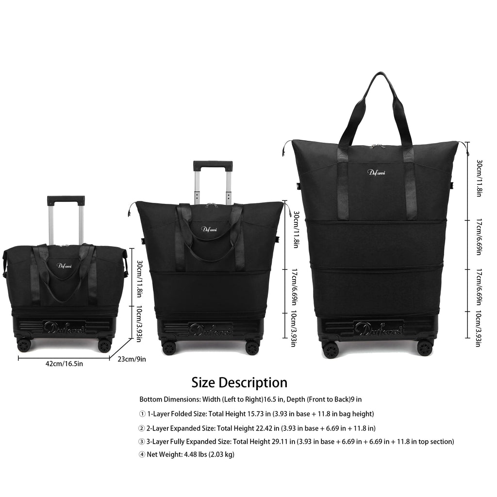 Expandable Rolling Travel Bag with Removable Wheels & Handle C419058