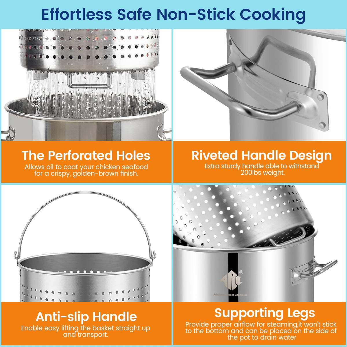 40QT Stainless Steel Stockpot with Basket T1465