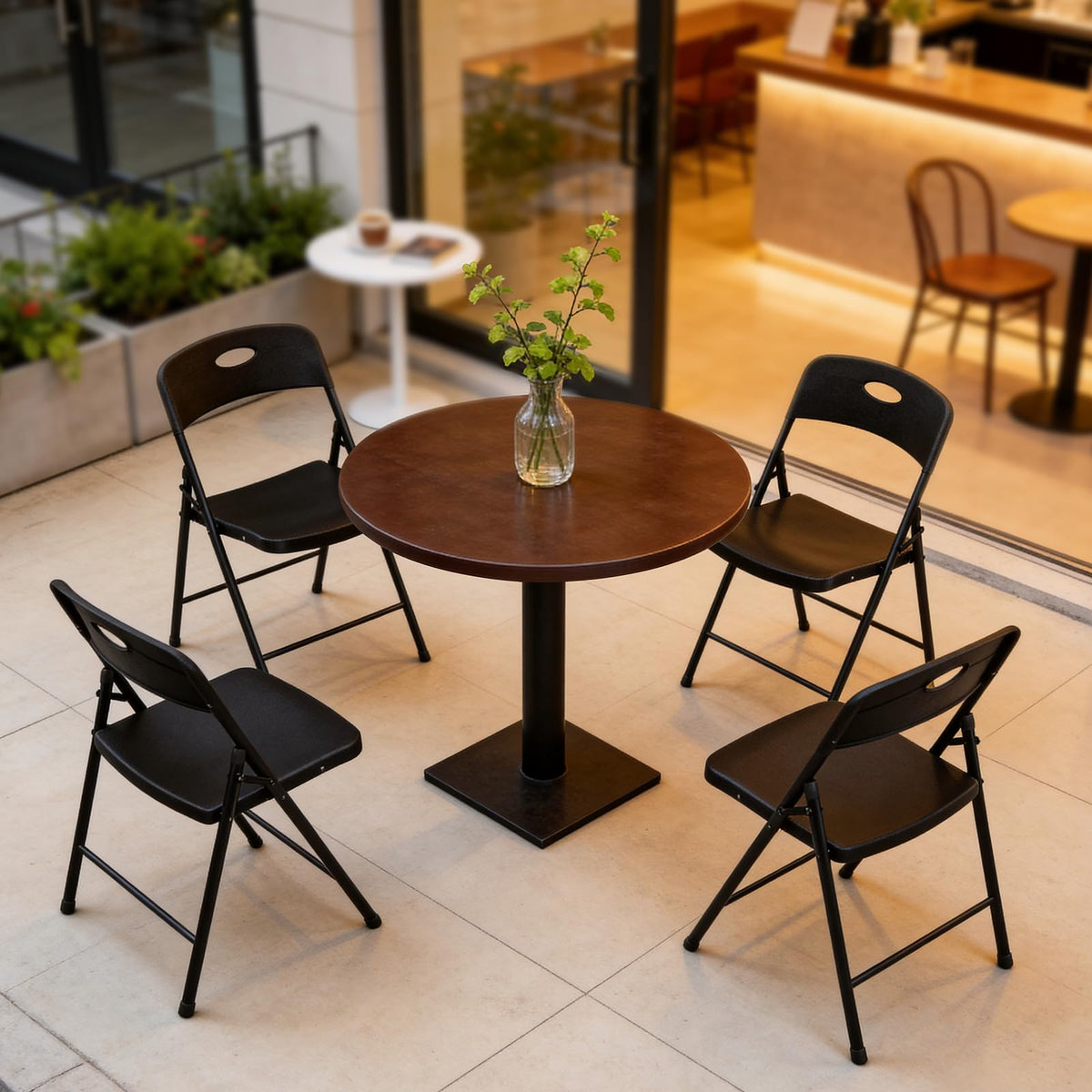 Black 6 Pack Plastic Metal Folding Chairs F484