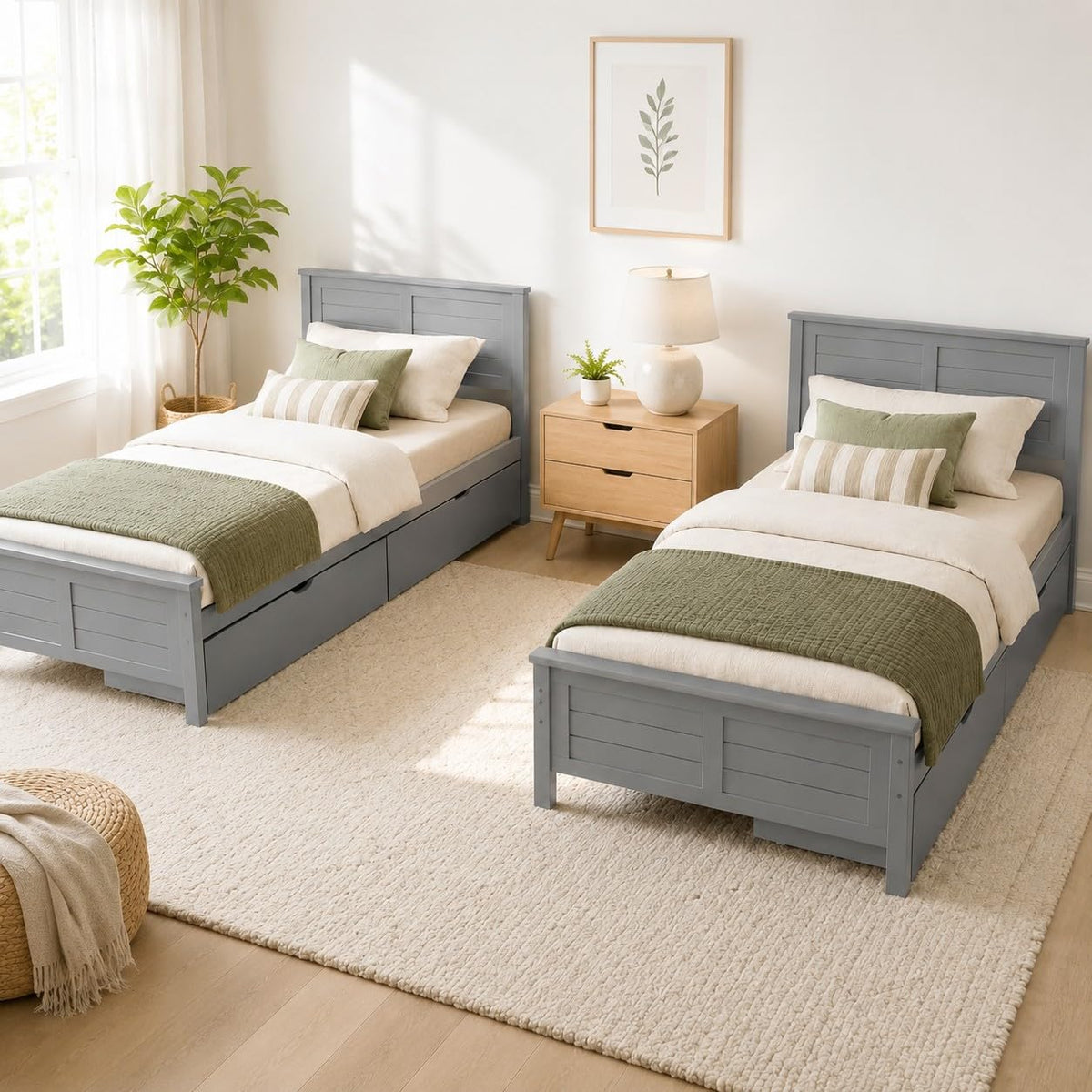 Wood Bed Frame with 2 Drawers & Headboard U924