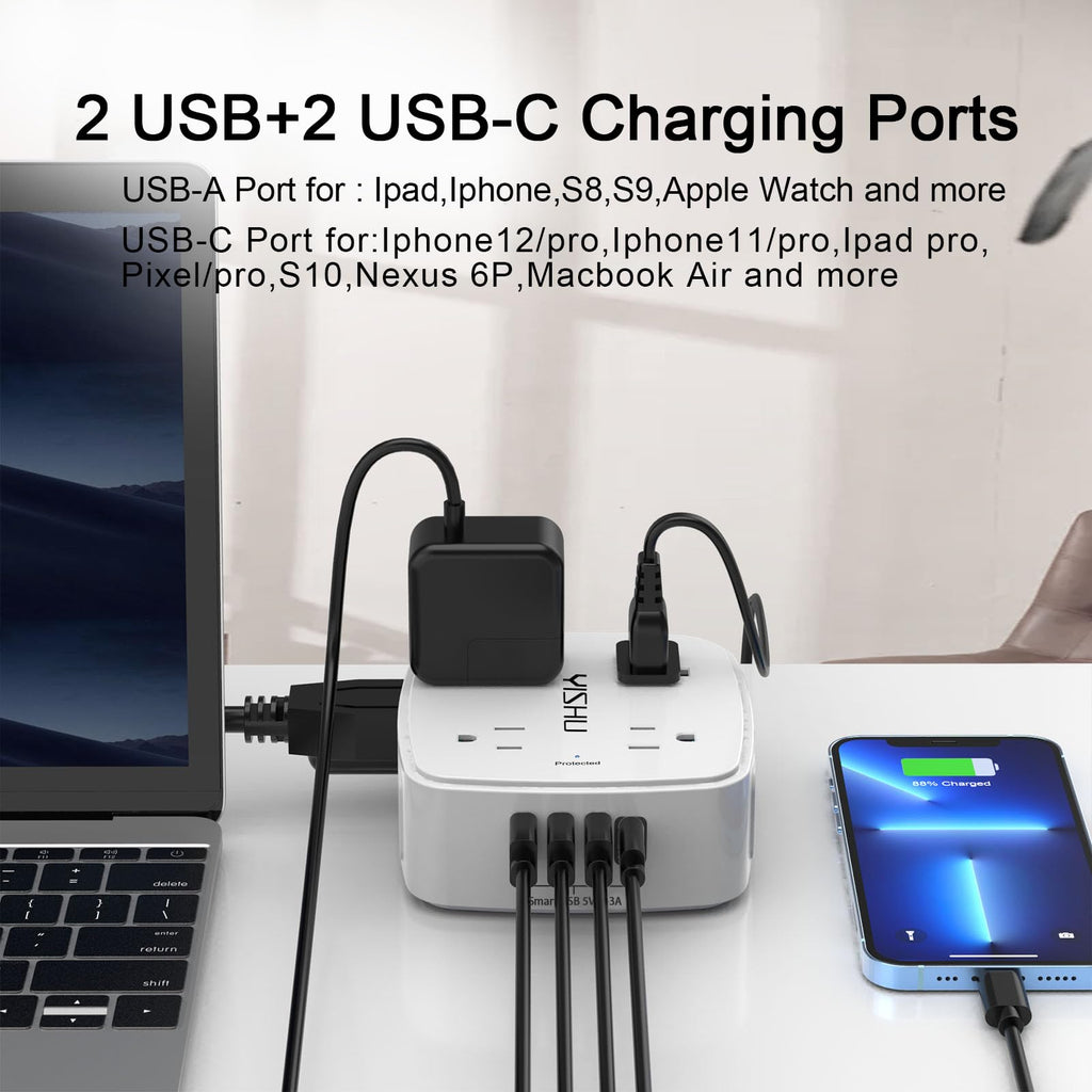 6Ft Surge Protector Power Strip with 8 Outlets & 4 USB Ports J30309