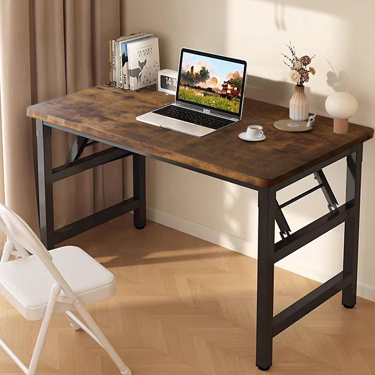 31.5 Inch Rustic Brown Folding Table L29056