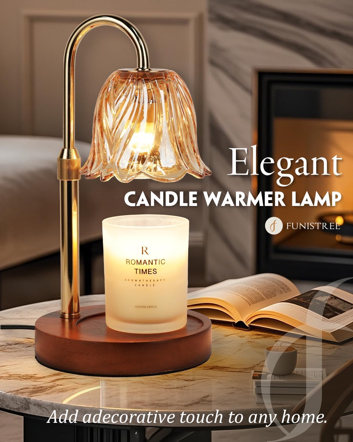 Gold Candle Warmer Lamp with Timer & Dimmer E3257