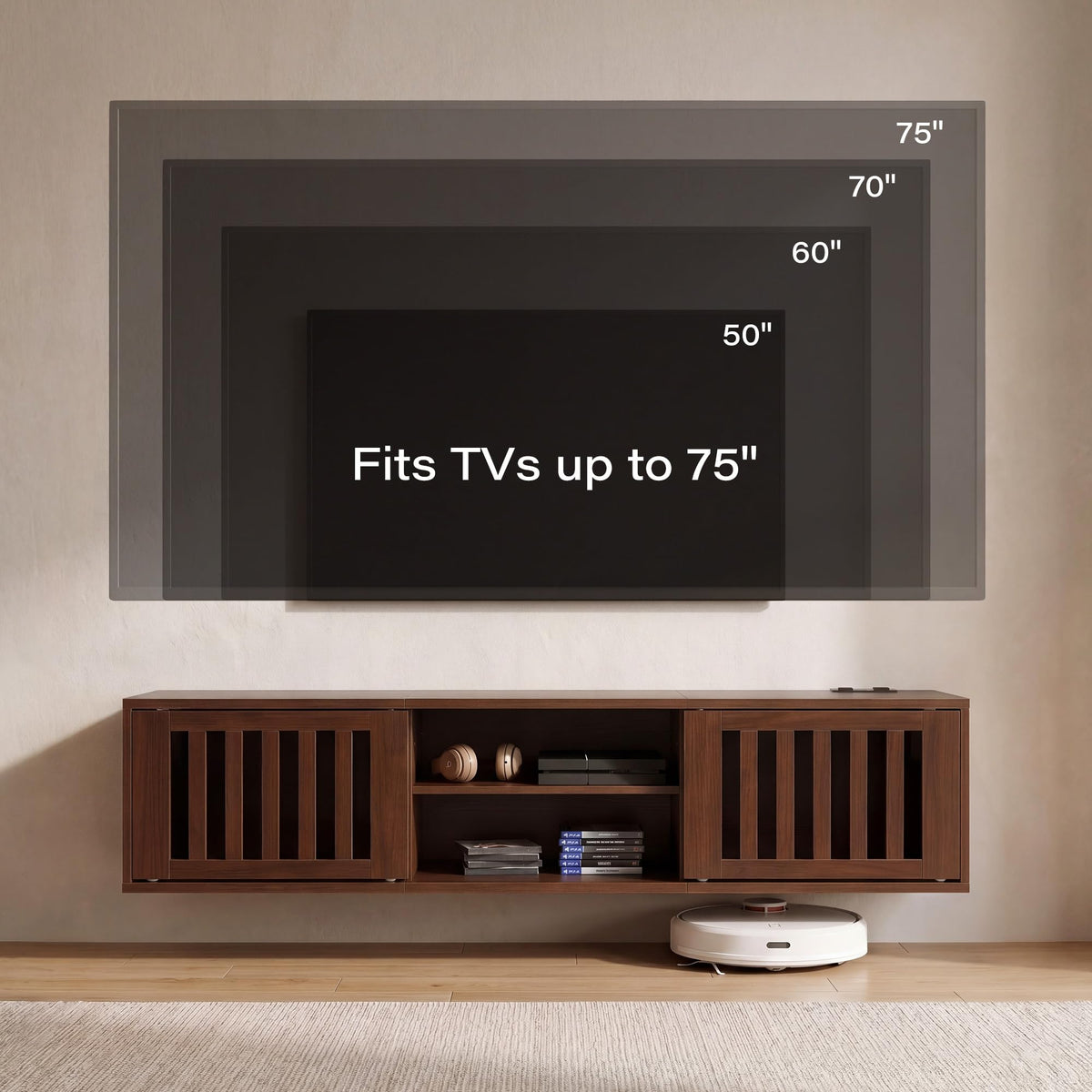 59" Floating TV Stand with Power Outlet N8528