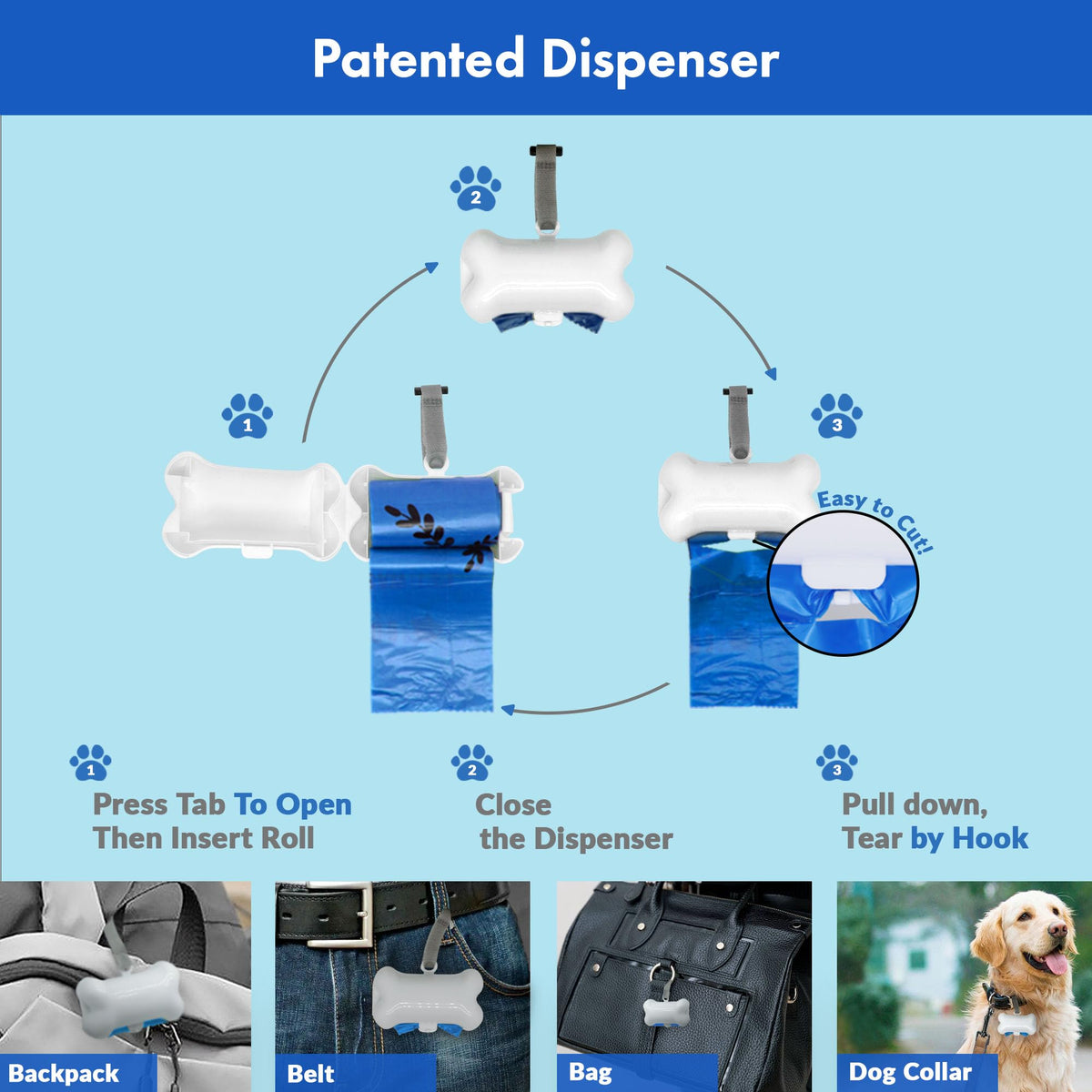1000 Count Dog Poop Waste Bags with Dispenser M8428