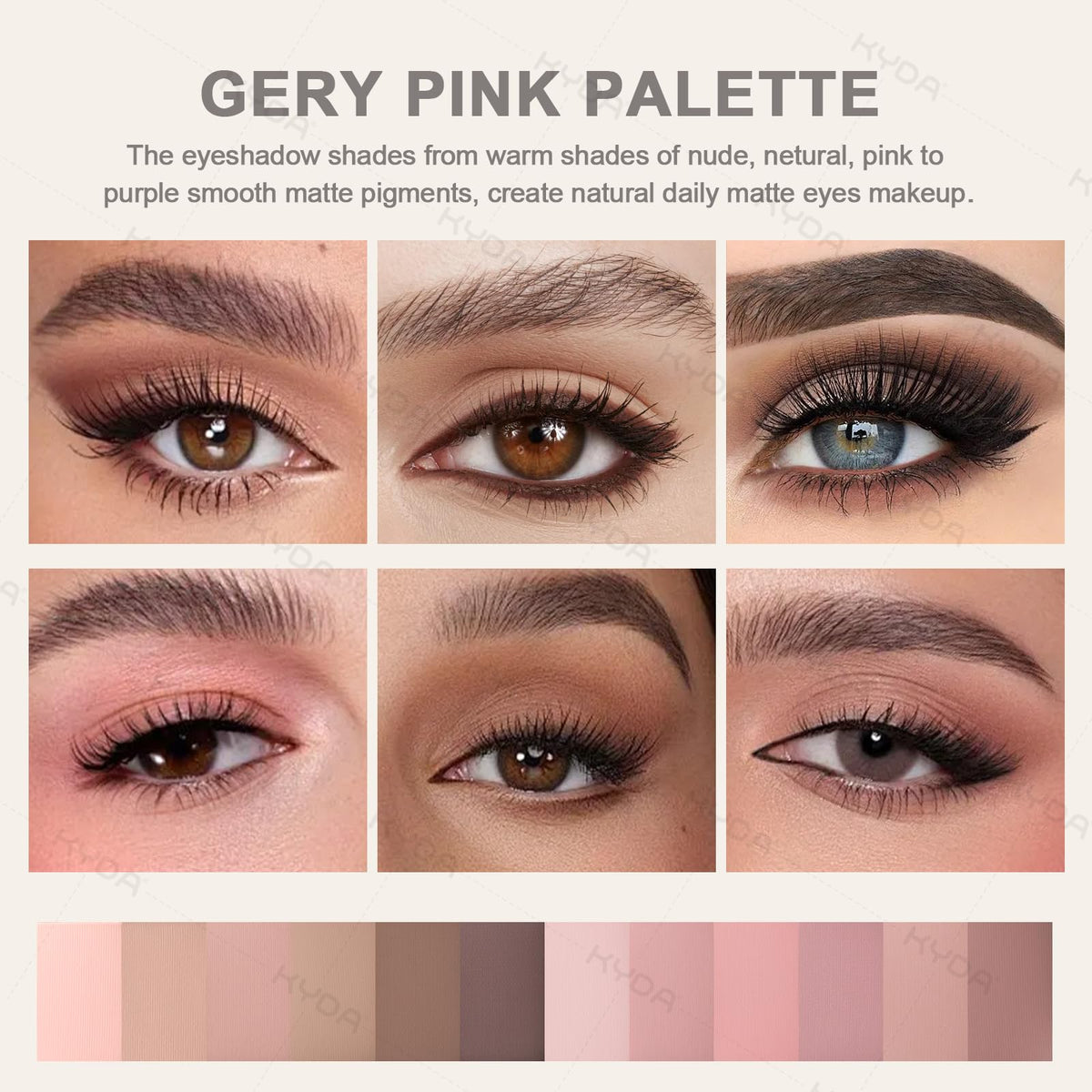 12 Color Grey Pink Eyeshadow Palette with Brush N678045