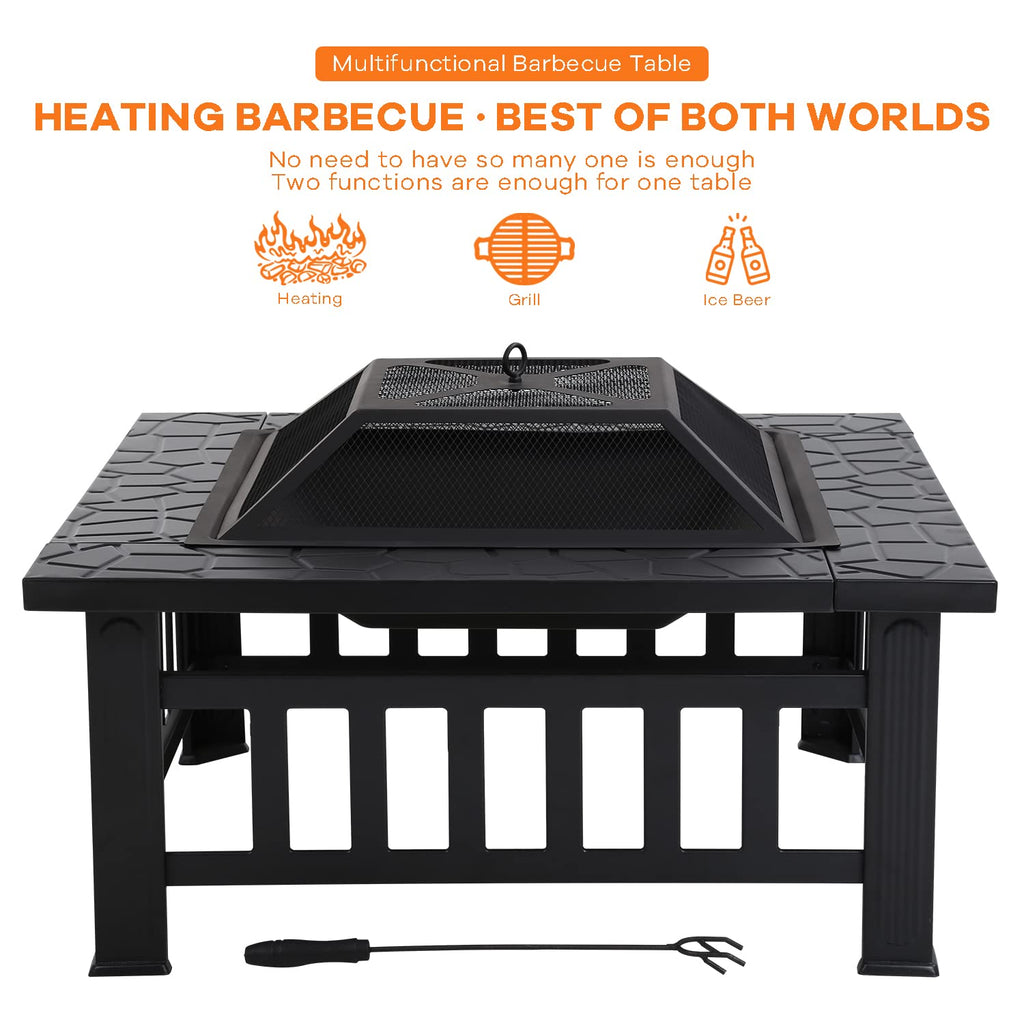 32 in Square Smokeless Fire Pit Table Z34040