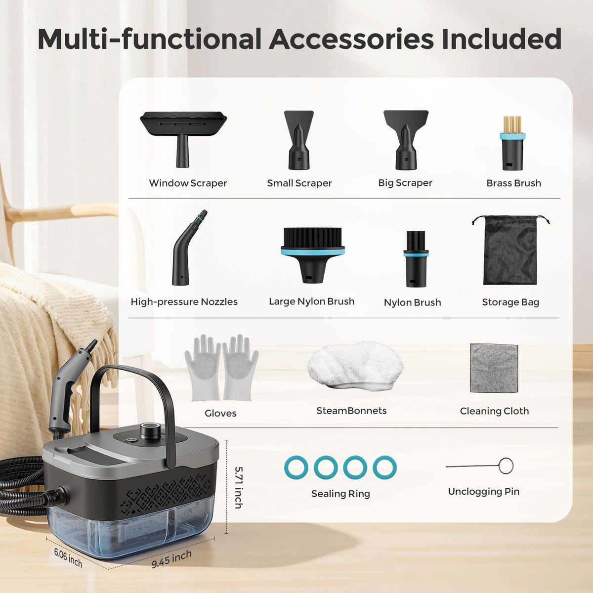 Portable 1800W Handheld Steam Cleaner F839663