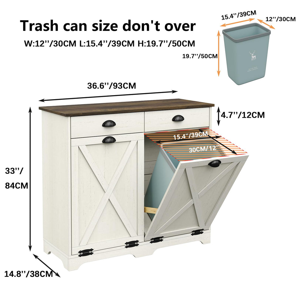 Antique White Double Tilt Out Trash Can Cabinet V62598