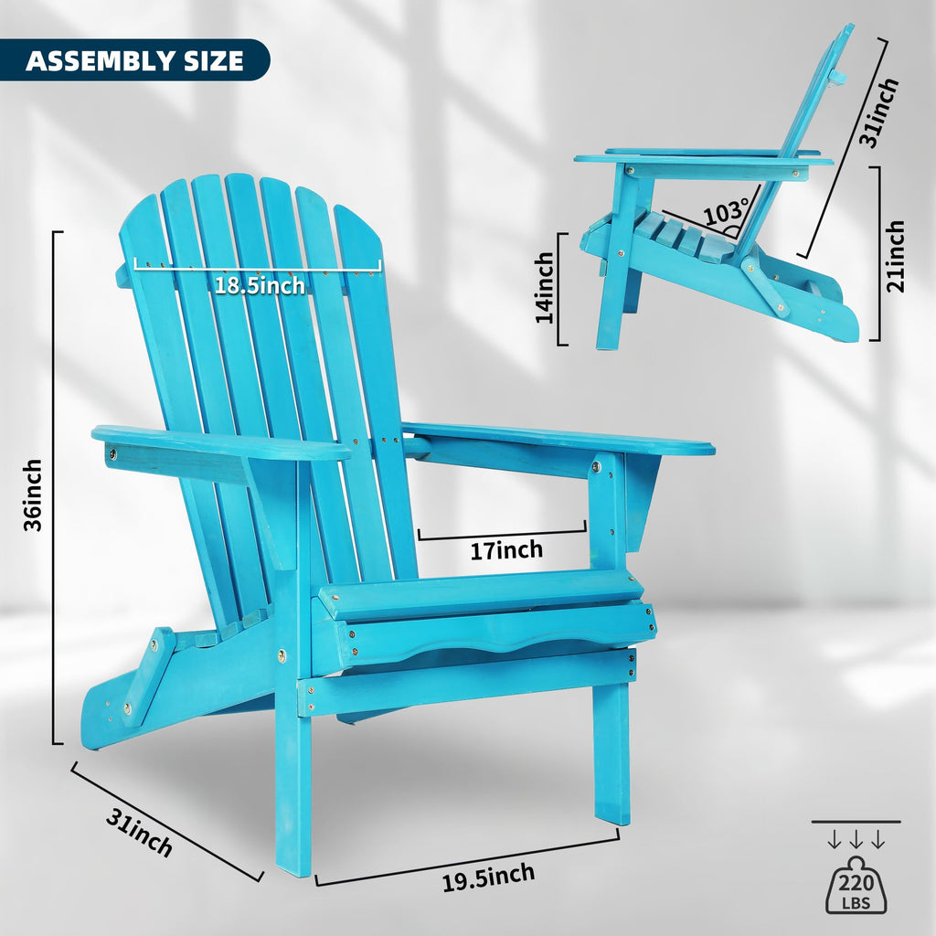Wooden Folding Adirondack Chair Set of 2 Solid Cedar X95670