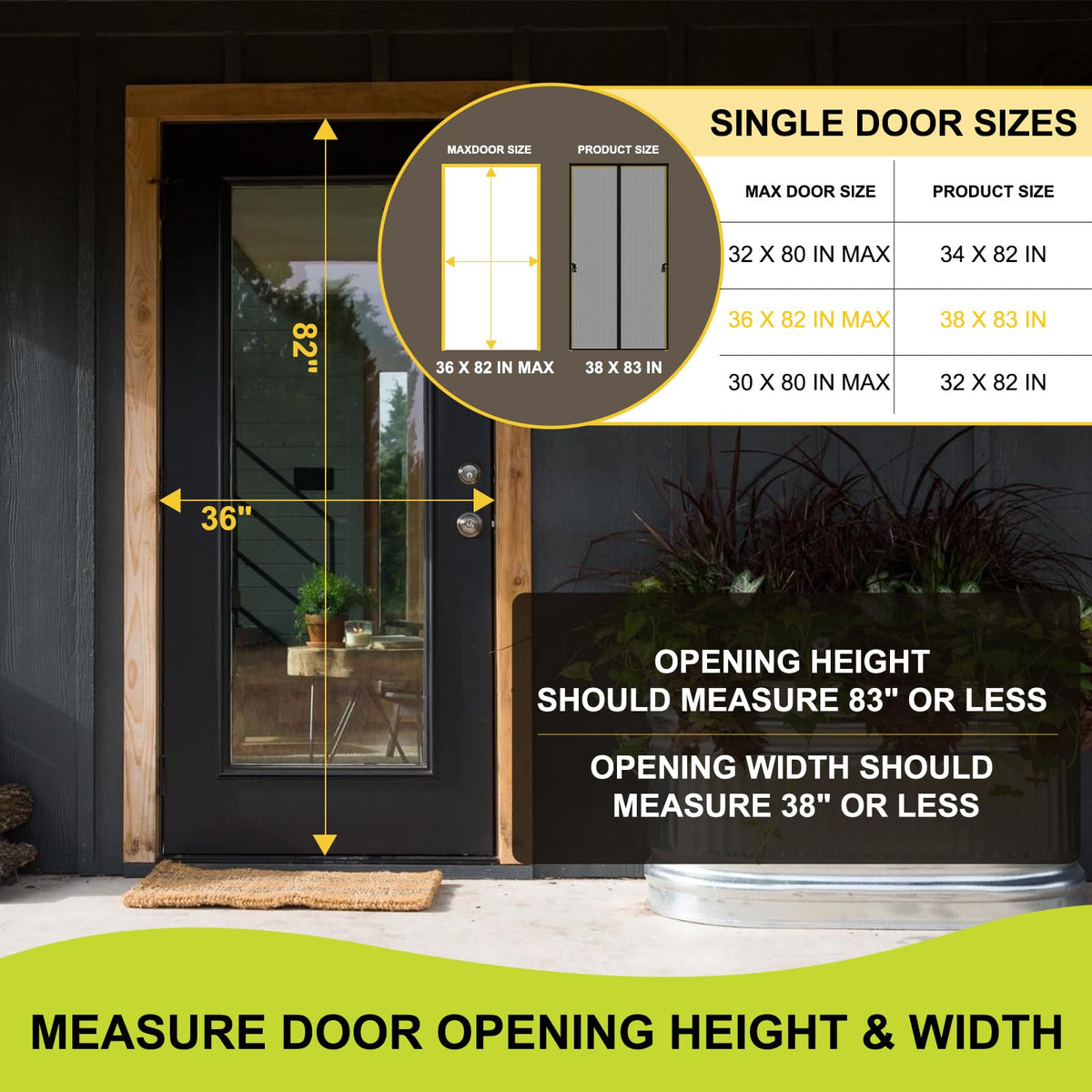 Magnetic Screen Door 36 x 82 in Mesh Curtain Y922