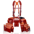 Genuine Full Grain Leather Tool Belt with Suspenders A957