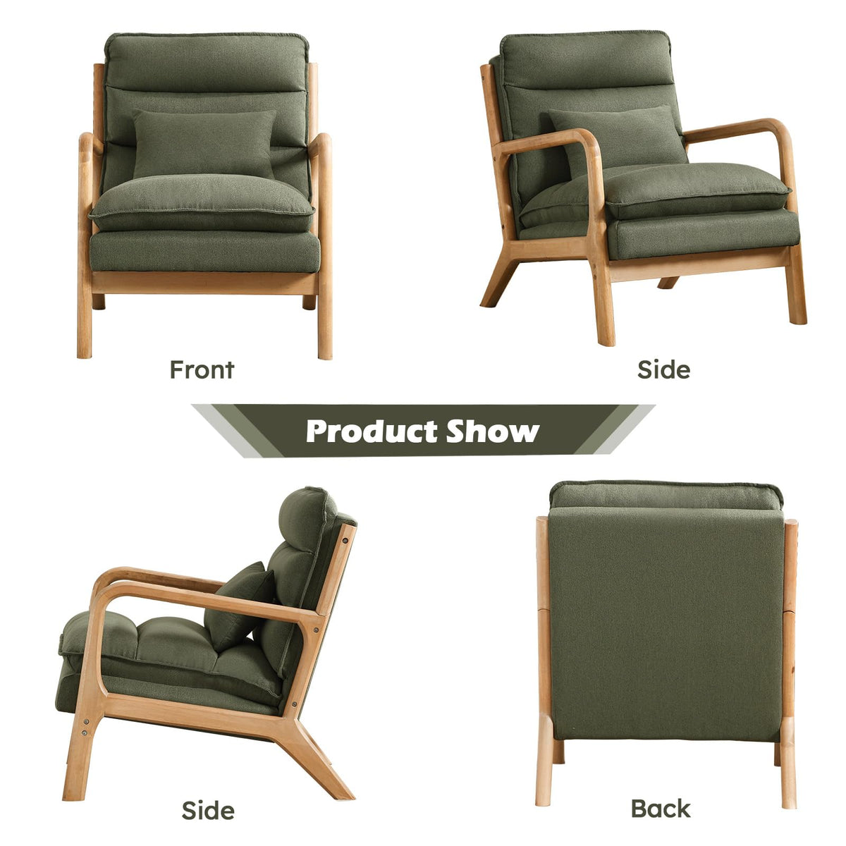 Mid Century Modern Upholstered Accent Chair Set of 2 T4038