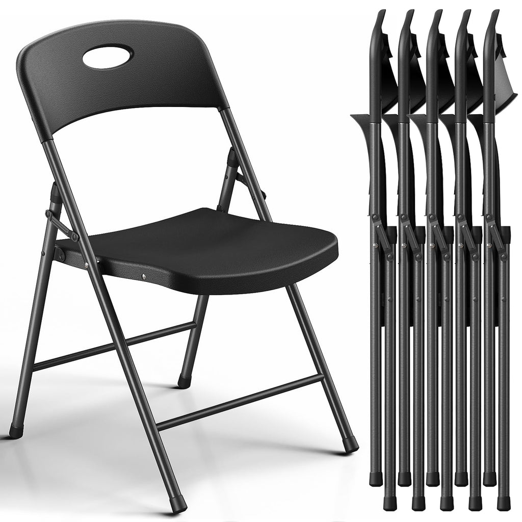 Black 6 Pack Plastic Metal Folding Chairs F484