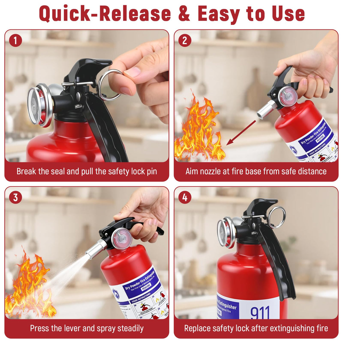 2 Pack 2.5LB ABC Dry Powder Fire Extinguisher J460835