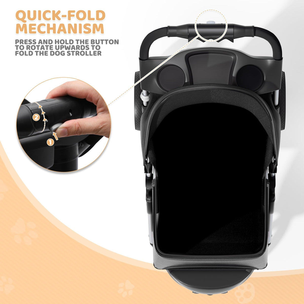3-Wheel Pet Stroller for Small/Medium Dog Cat, Up to 33lbs, Black S7052