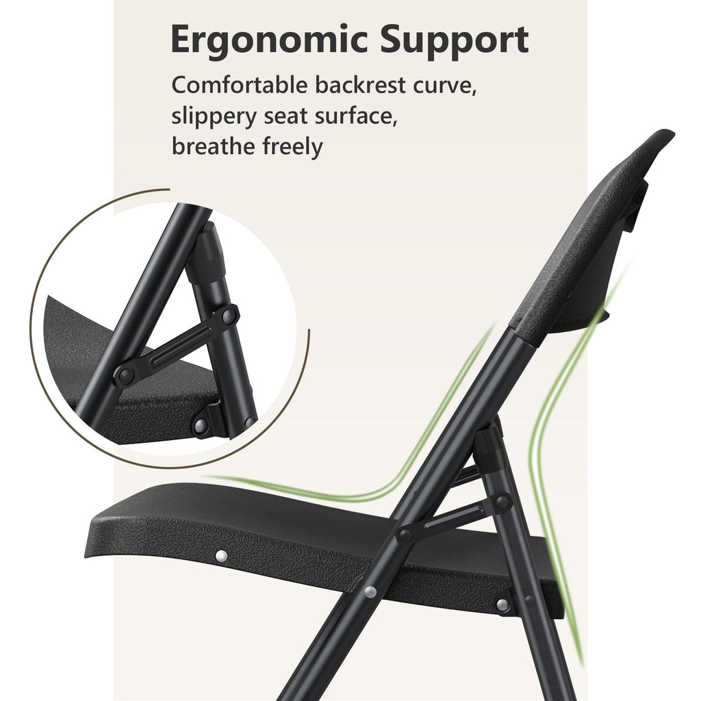 Black 6 Pack Plastic Metal Folding Chairs F484