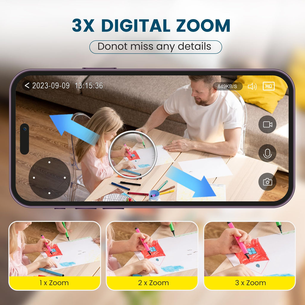 2K Indoor Security Camera with Night Vision H429054