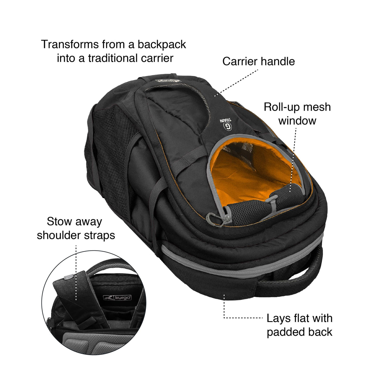 Black Pet Carrier Backpack W1983
