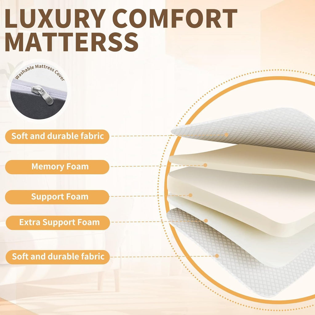 Foldable Roll Away Bed with Mattress 75" x 38" E202