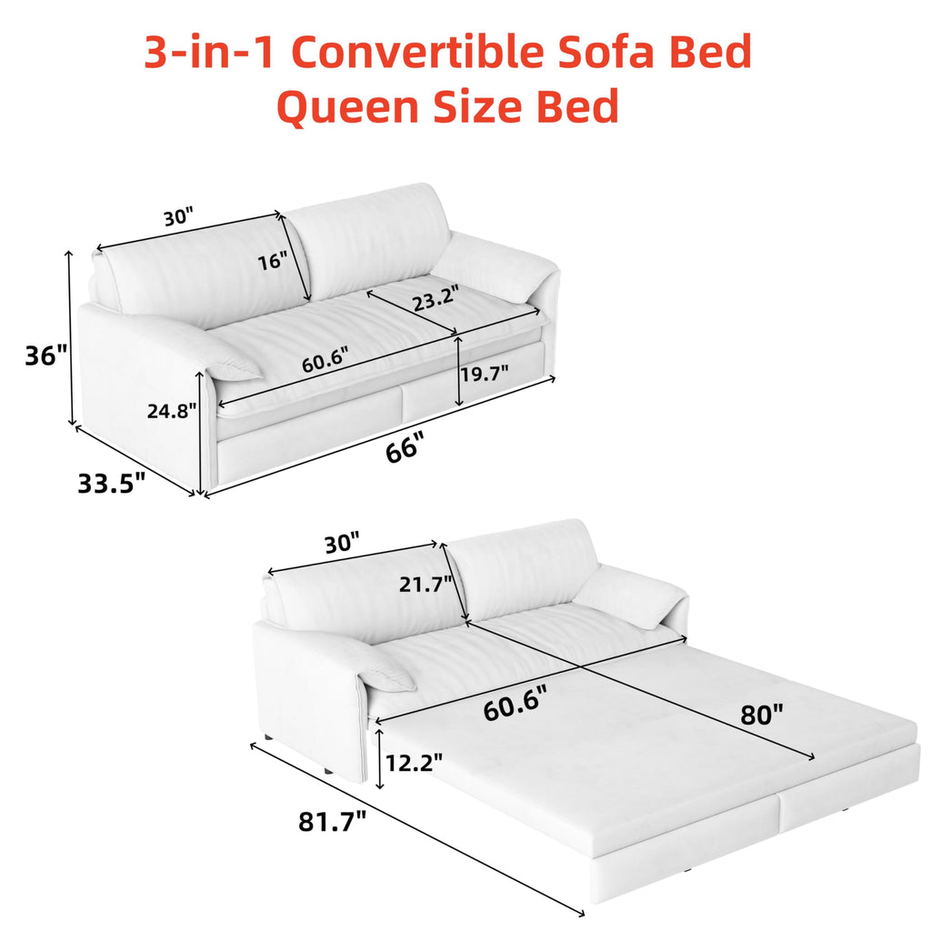 Queen Size Pink Velvet Convertible Futon Sofa Bed Q619222