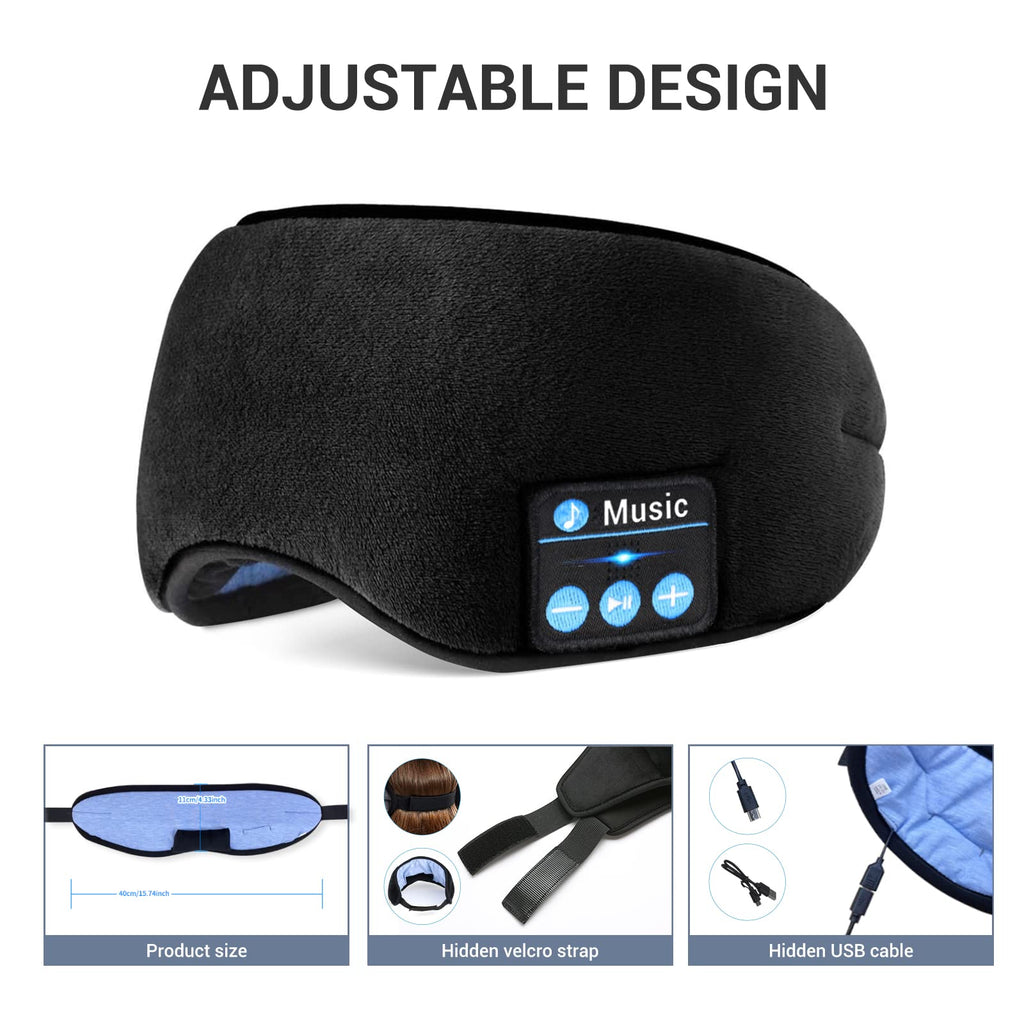 Bluetooth Sleep Headphones Eye Mask with Speakers and Microphone L3858