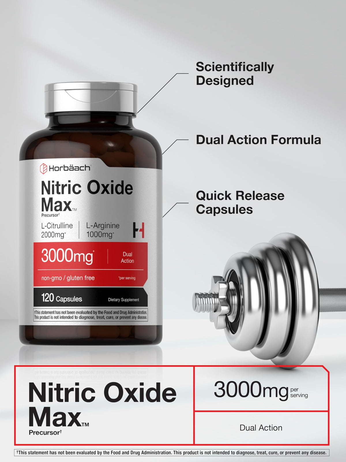Nitric Oxide Supplement 3000mg 120 Capsules K73140