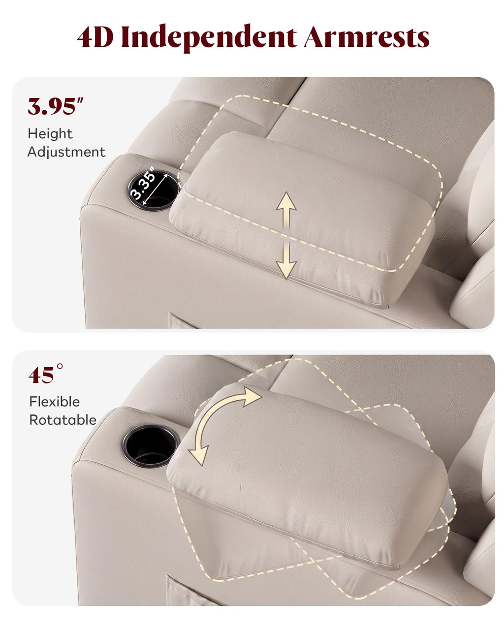 Power Swivel Recliner Chair with Motorized Adjustable Armrests X8493