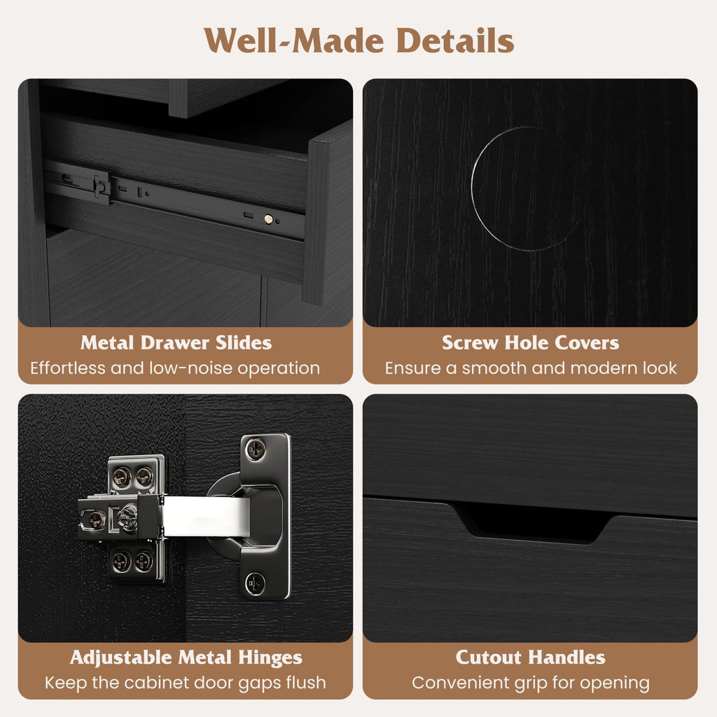 Black 4-Drawer Rolling File Cabinet L43858