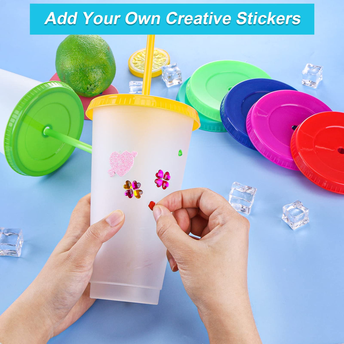 24 Pack Clear Plastic Tumblers with Lids and Straws V376