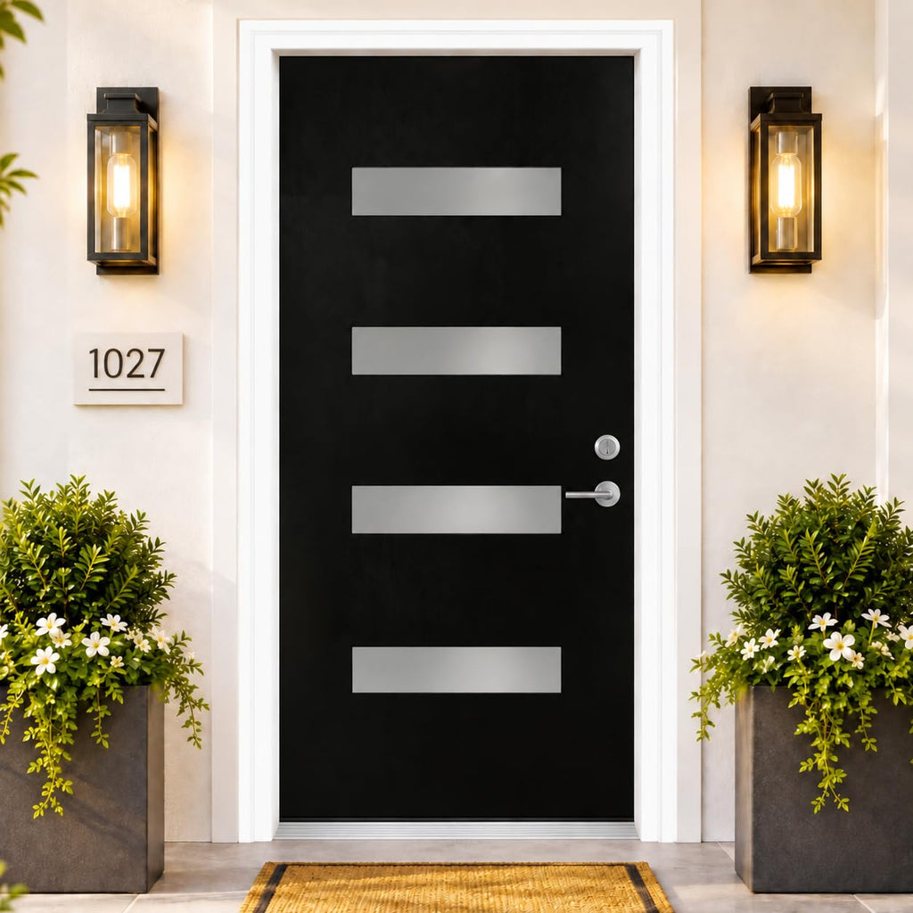 Fiberglass Entry Door 4-Lite Glass Left-Hand Inswing O657