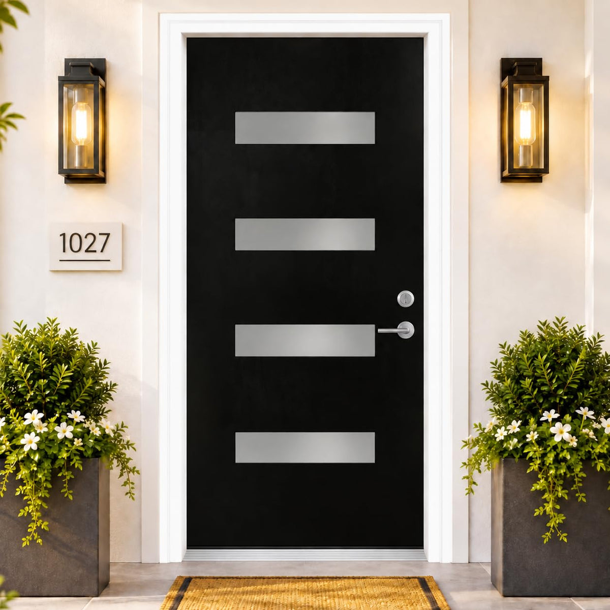 Fiberglass Entry Door 4-Lite Glass Left-Hand Inswing O657