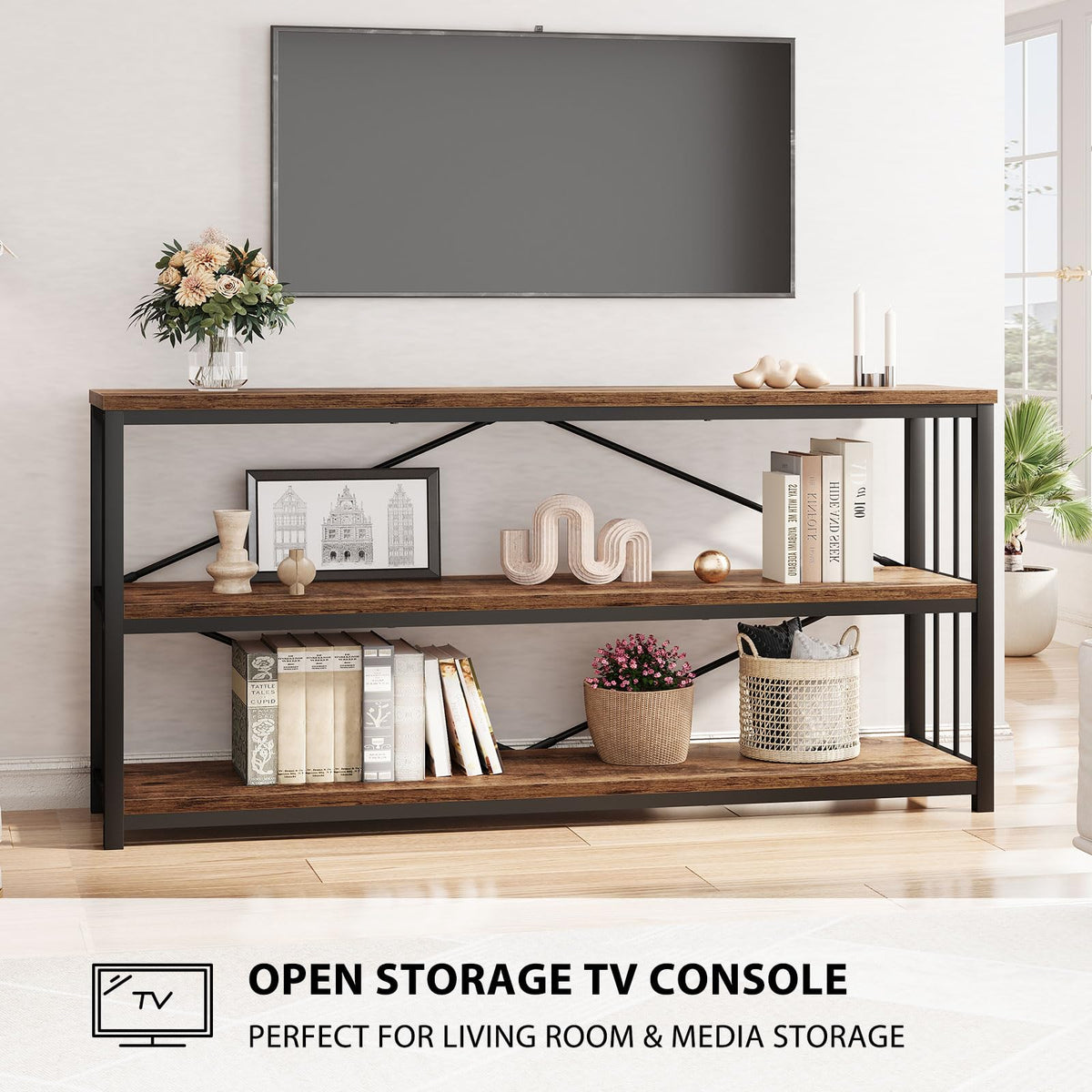 70 Inch Rustic Brown Console Table A150049
