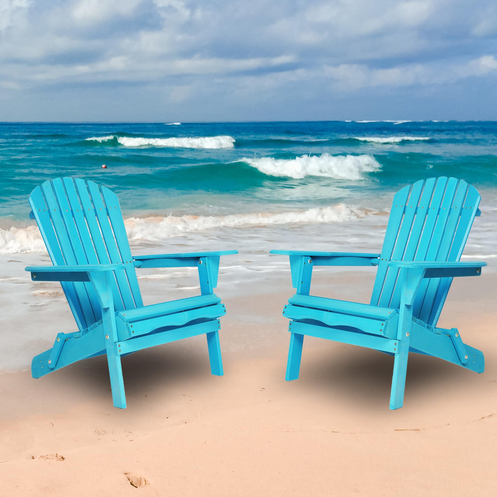 Wooden Folding Adirondack Chair Set of 2 Solid Cedar X95670