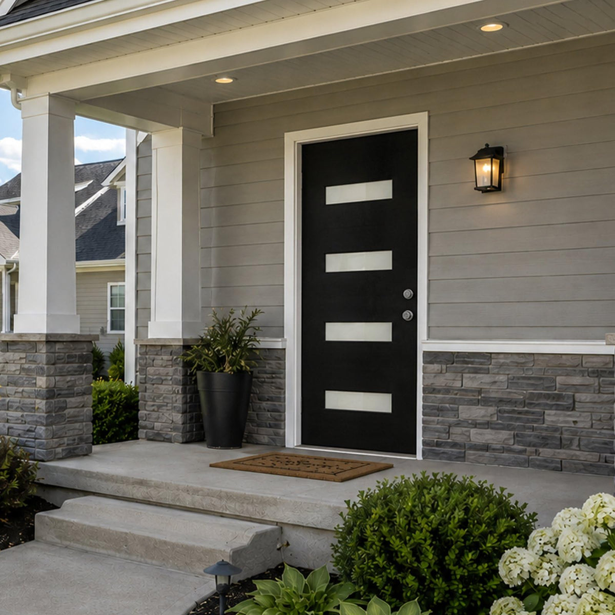 Fiberglass Entry Door 4-Lite Glass Left-Hand Inswing O657