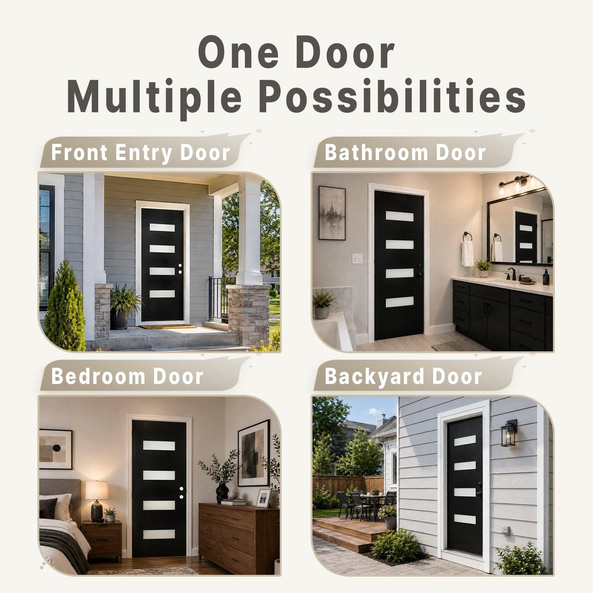 Fiberglass Entry Door 4-Lite Glass Left-Hand Inswing O657