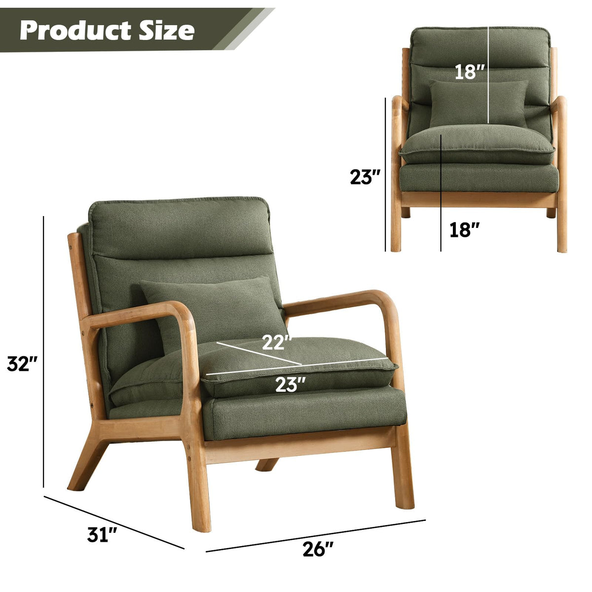 Mid Century Modern Upholstered Accent Chair Set of 2 T4038