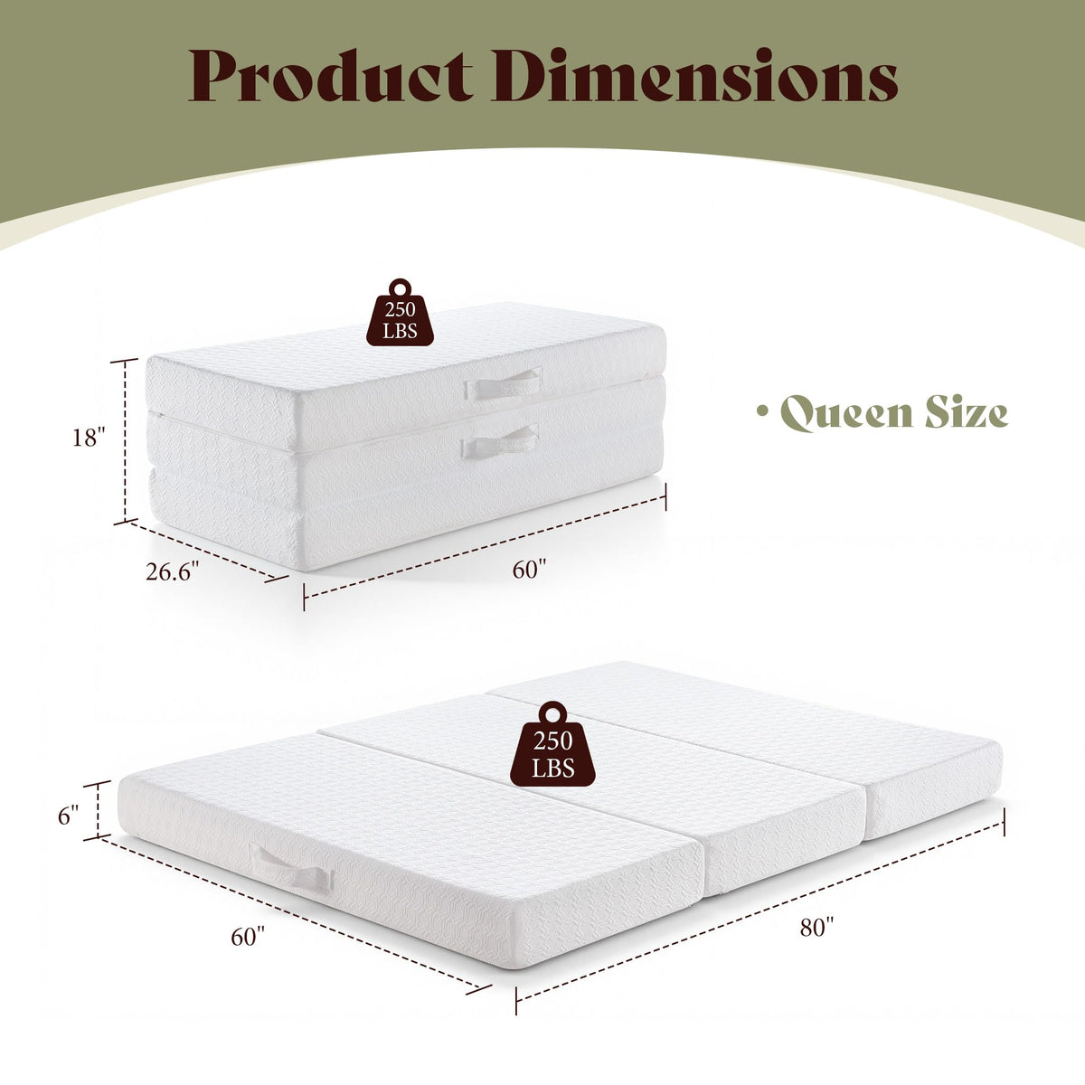 Queen Tri-Fold Memory Foam Mattress I26492