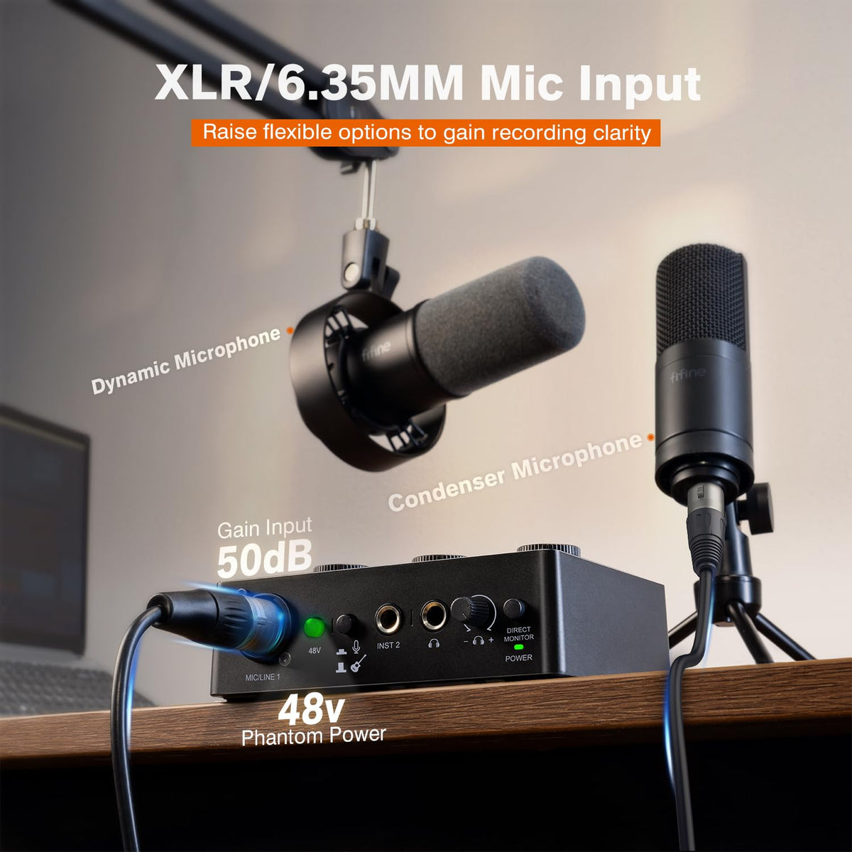 PC Audio Mixer with XLR, Monitor, 48V Phantom Power I48563