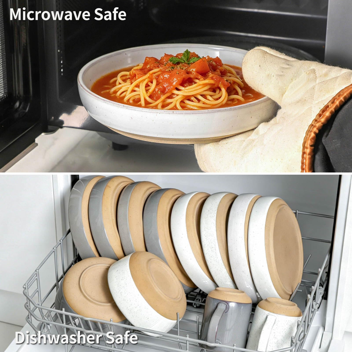 White Ceramic Pasta Bowls Set of 4, 26 oz F455