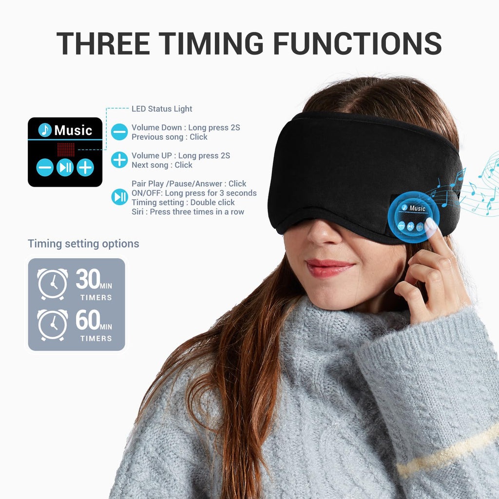 Bluetooth Sleep Headphones Eye Mask with Speakers and Microphone L3858