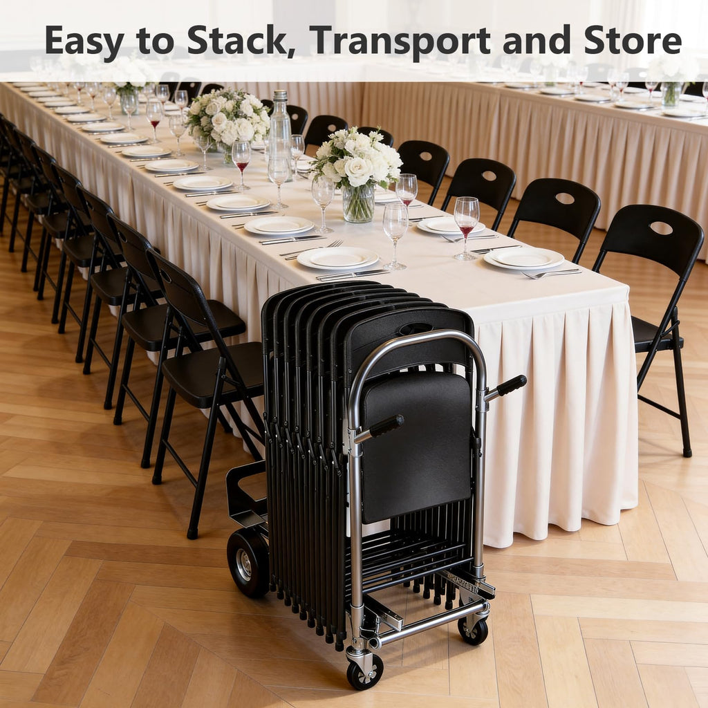 Black 6 Pack Plastic Metal Folding Chairs F484