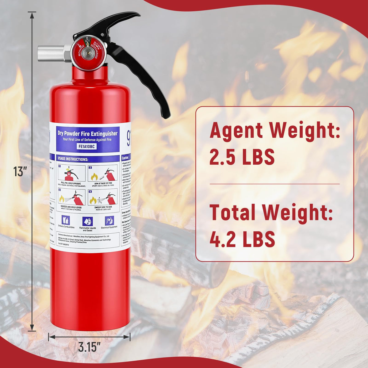 2 Pack 2.5LB ABC Dry Powder Fire Extinguisher J460835