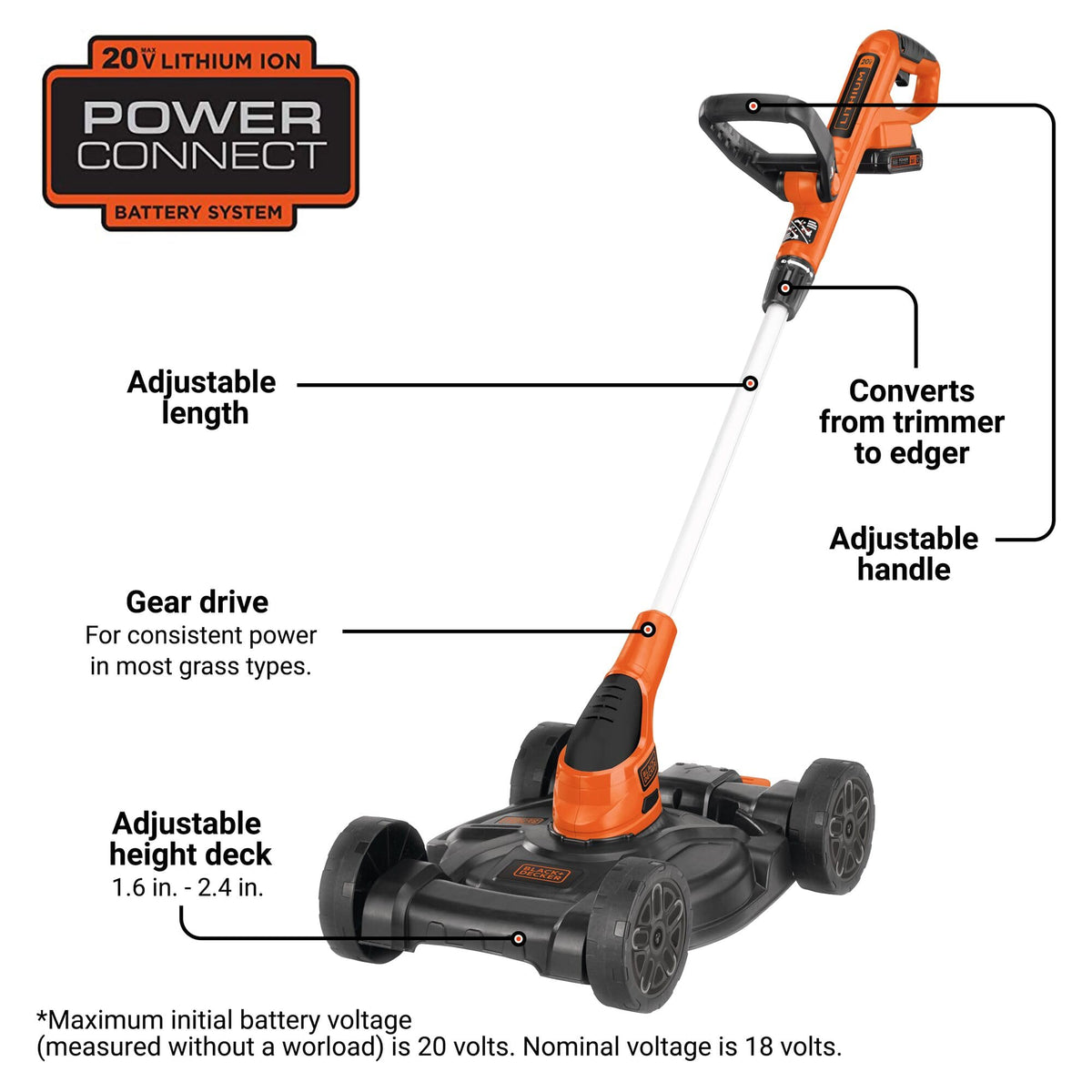 Cordless 3 in 1 Weed Eater, Lawn Edger and Lawn Mower Z296