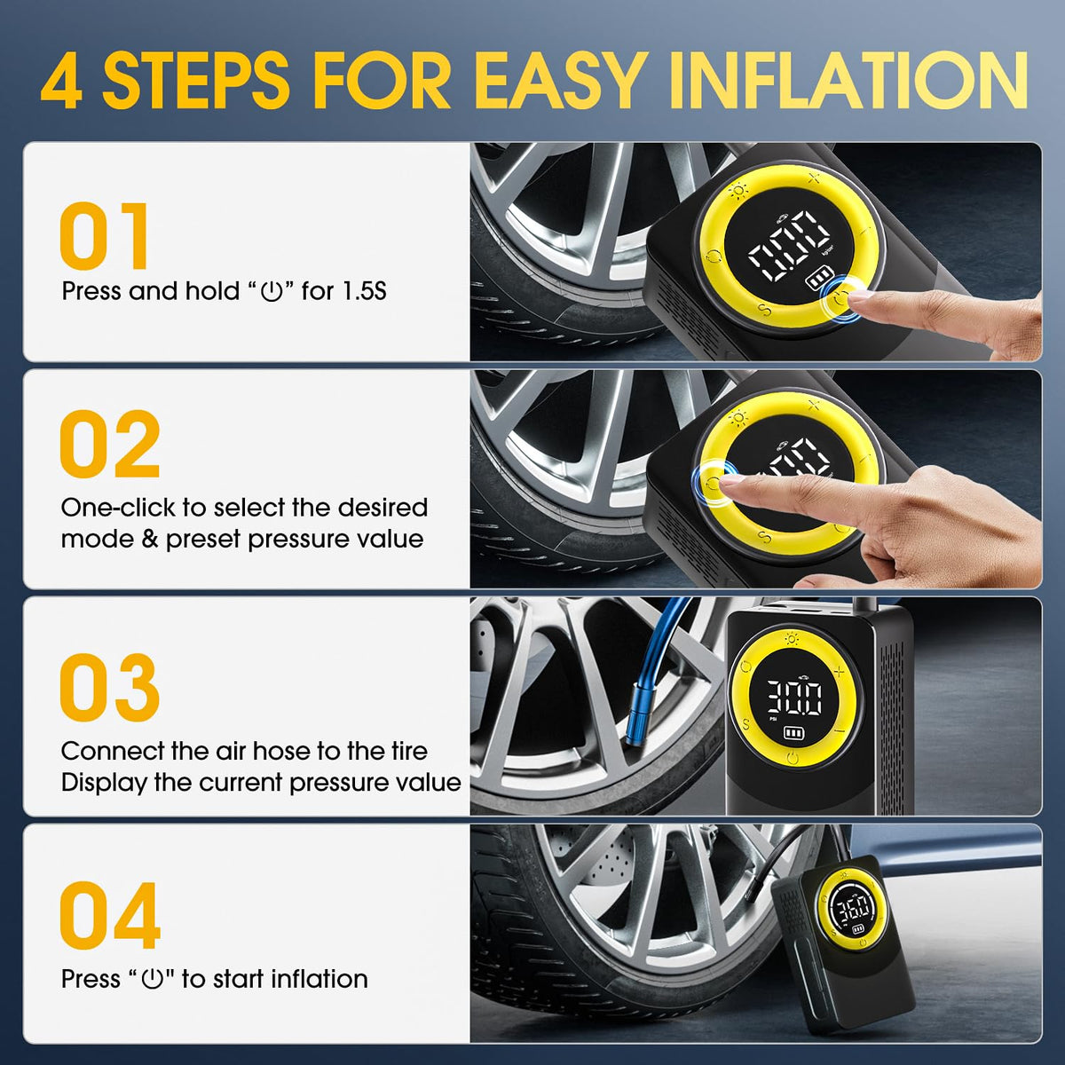 Portable Air Compressor 150PSI Digital Tire Inflator N50166