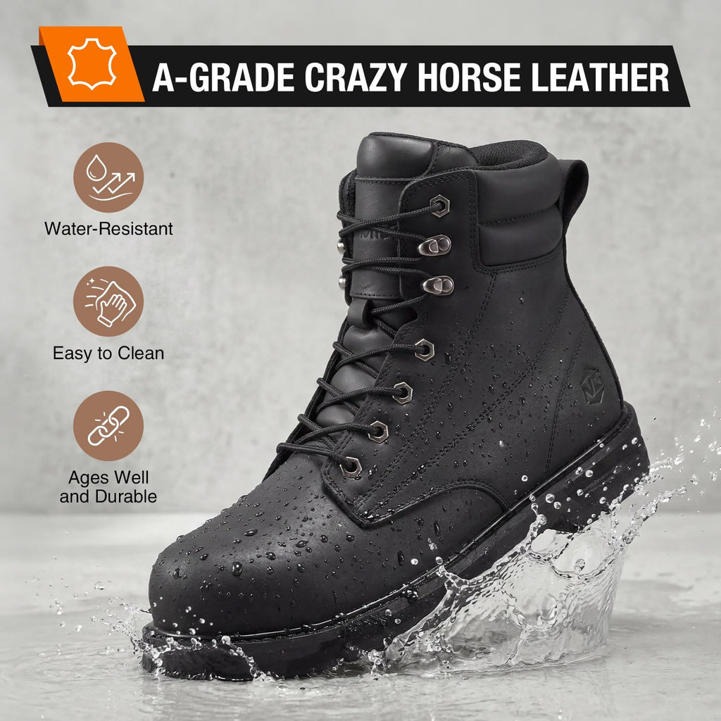 Water Resistant Crazy Horse Leather Steel Toe Work Boots S430273