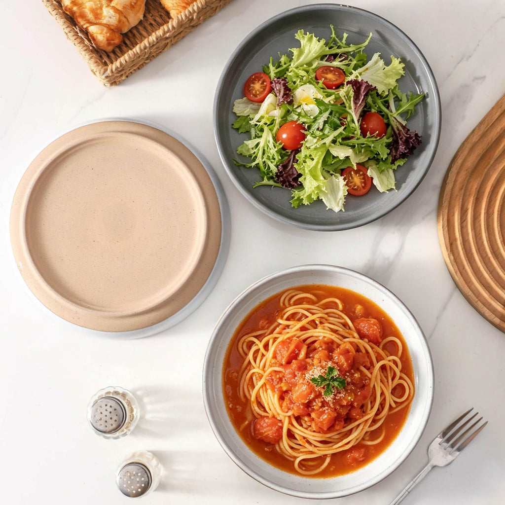 White Ceramic Pasta Bowls Set of 4, 26 oz F455