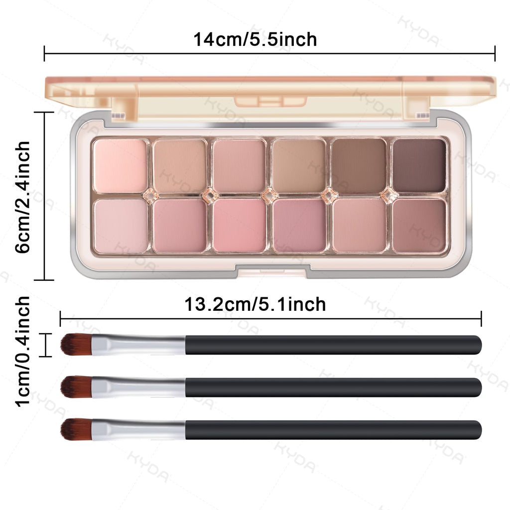 12 Color Grey Pink Eyeshadow Palette with Brush N678045