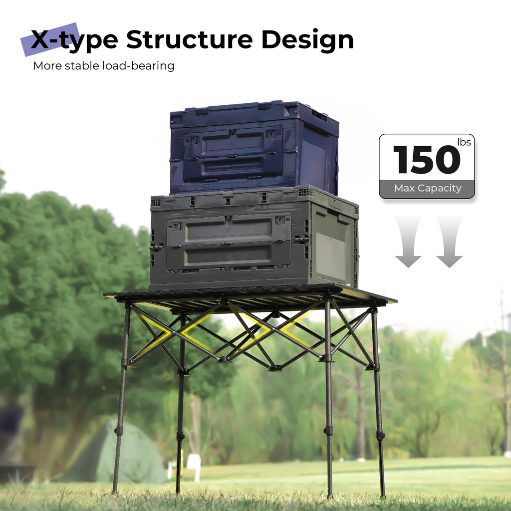 Folding Camping Table Aluminum Adjustable Height Black A286985